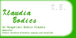 klaudia bodics business card